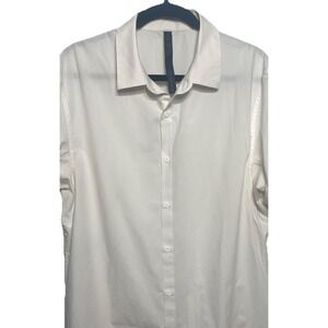 Lululemon Airing Easy Short Sleeve‎ Shirt Stretch Cotton Blend Ivory Size XL